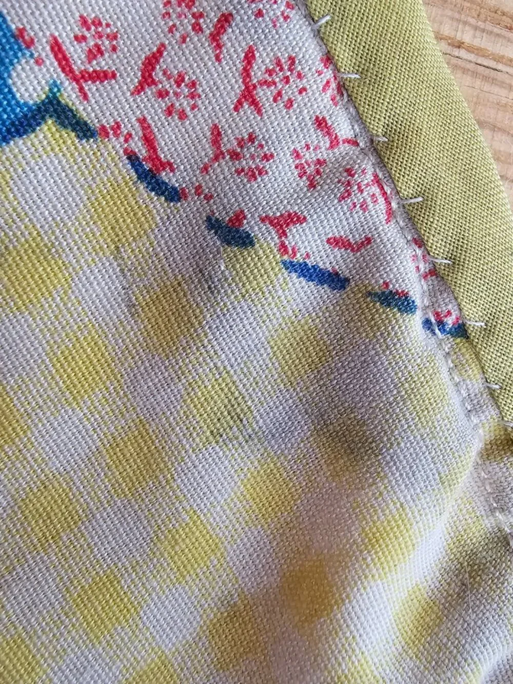 Vintage Handmade Baby Patchwork Quilt Primary Colors Red Yellow Duck 43.5